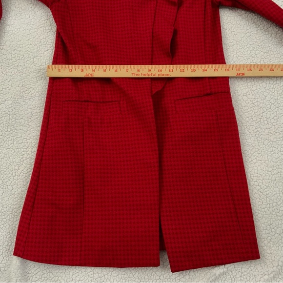 CAbi Celebration Red Houndstooth Ruffle Longline Wrap Jacket Coat 3546 Womens XS - Picture 15 of 16